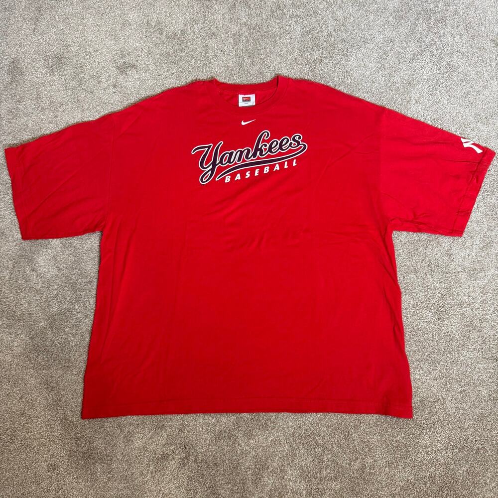 Vintage Nike Team New York Yankees T Shirt Mens XXL Red MLB Baseball 90s Y2K